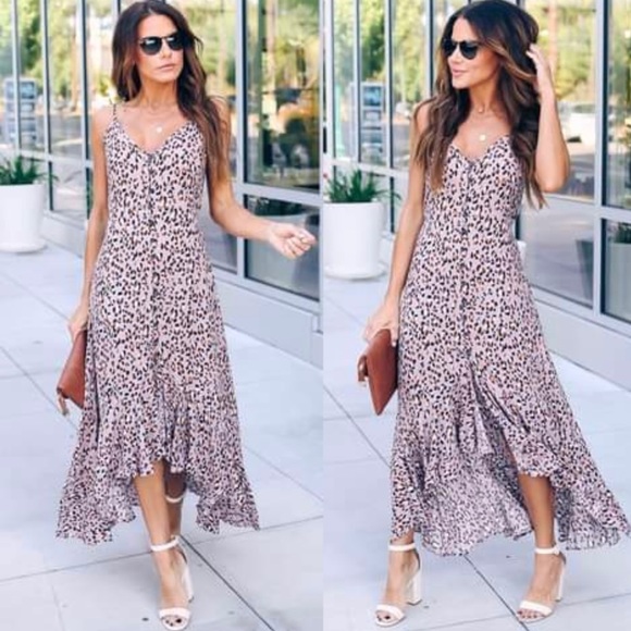 Vici Dresses & Skirts - NEW VICI Lavender Leopard High Low Maxi ruffle Dress Size S
